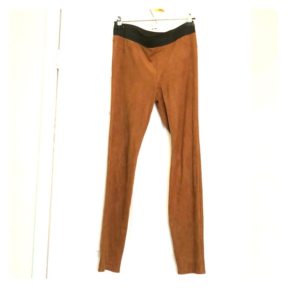 INC International Concepts Suede Look Tan Leggings - Picture 1 of 6